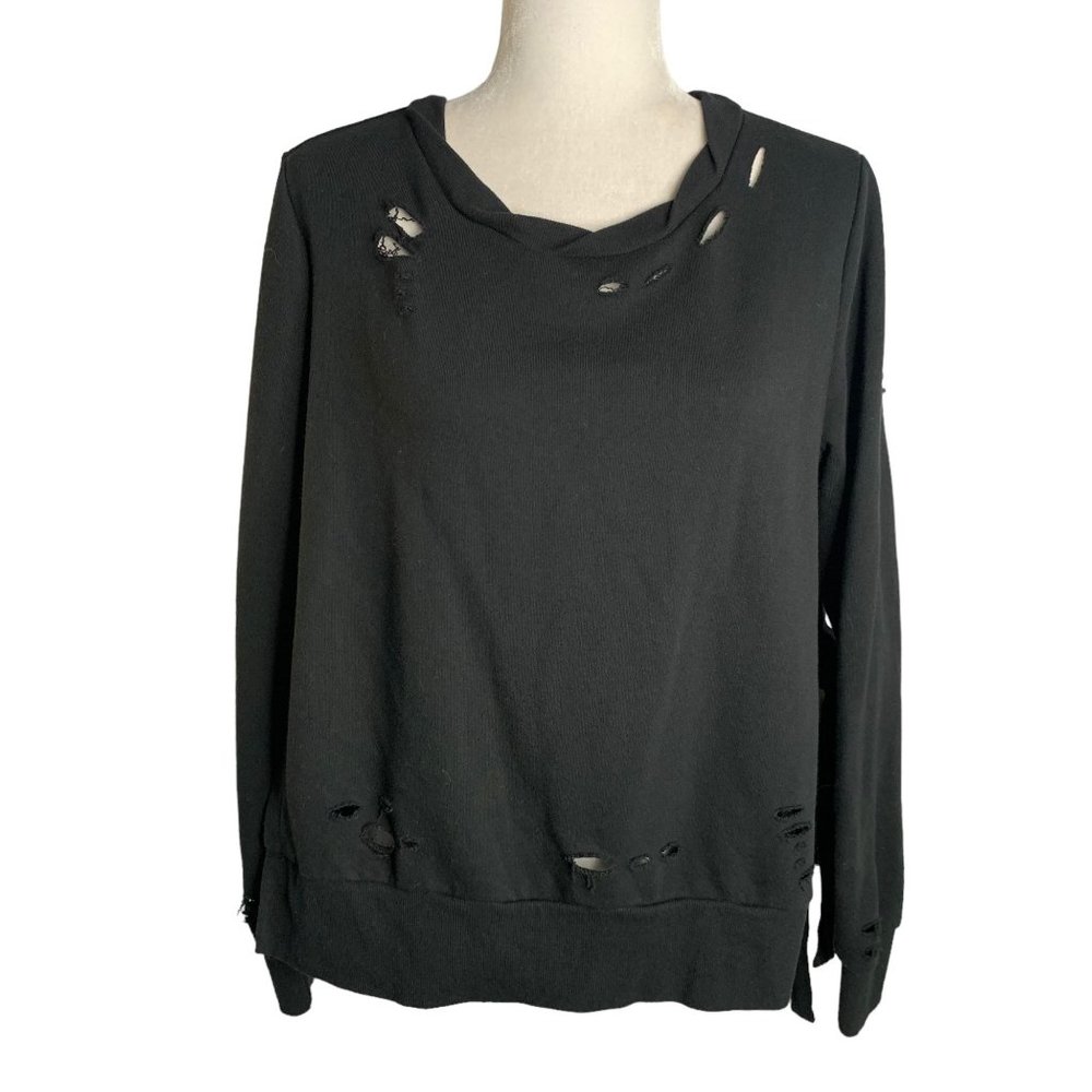 Romeo & Juliet Distressed Pullover Sweatshirt M Black Tied Sides Crewneck